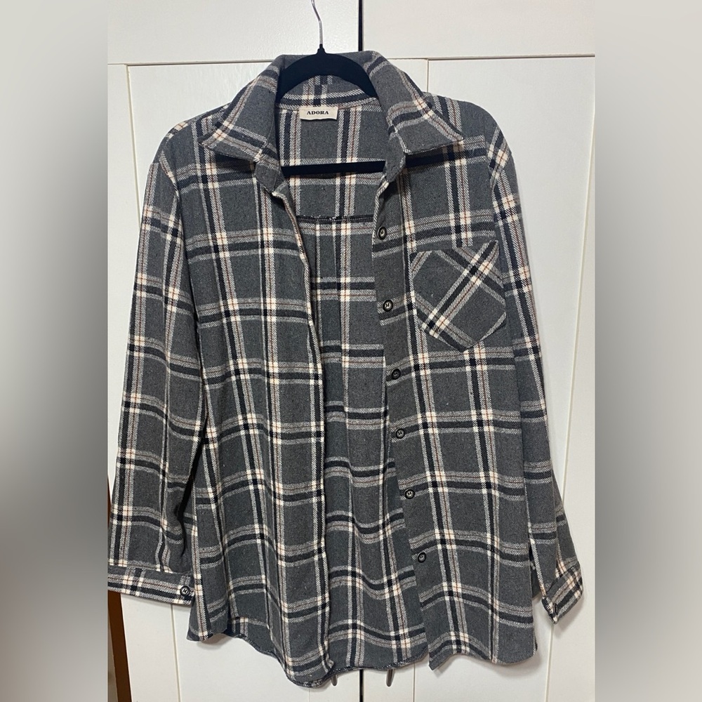 ADORA Black and White Plaid Shirt